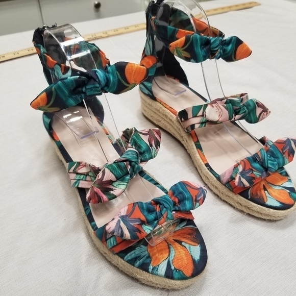 Nine West Allegro Bow 3 Strap Floral Espadrilles worn 1x wedge size 7.5 - Picture 10 of 15
